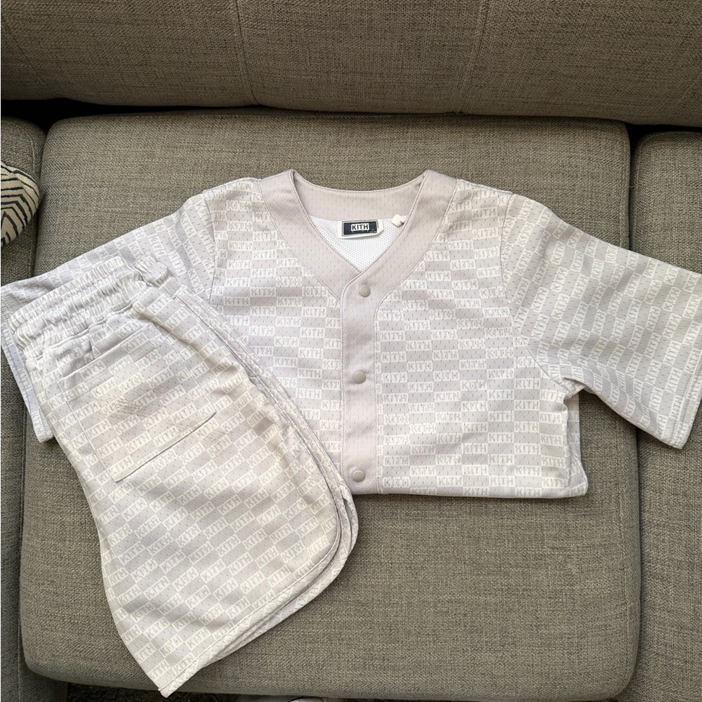 Kith Kids Light Gray Logo-Print Matching Set